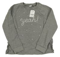 Nové - Šedá mikina s nápisem z kamínků Next