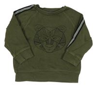 Khaki mikina s medvídkem a proužky Next