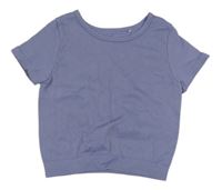 Chrpově modré žebrované elastické sportovní crop tričko F&F