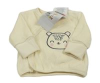 Nové - Smetanová sametová zavinovací mikina s medvídkem Ergee