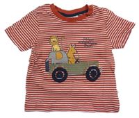 Karmínovo-bílé pruhované tričko se zvířátky Liegelind 