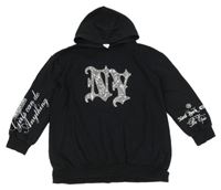 Černá mikina s nápisy a flitry a kapucí River Island 