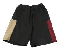 Černo-béžovo-vínové kraťasy Shein