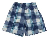 Tmavomodro-modro-bílé kostkované kraťasy 