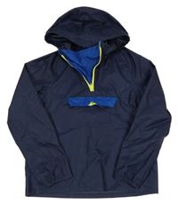 Tmavomodrá šusťáková nepromokavá větrovka s kapucí Decathlon