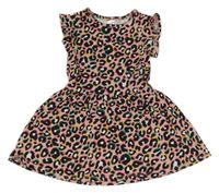 Světlerůžovo-černé vzorované bavlněné šaty C&A