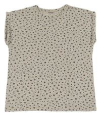 Béžové melírované tričko se vzorem Vertbaudet