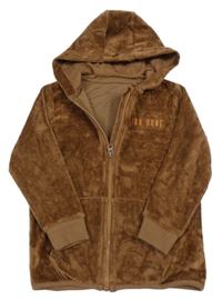 Hnědá sametová propínací mikina s kapucí George 