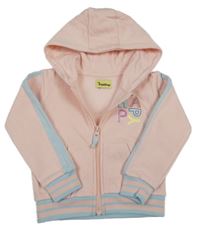 Světlerůžová propínací mikina s nápisem a kapucí Impidimpi