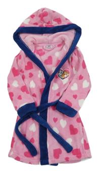 Světlerůžovo-tmavomodrý chlupatý župan s Paw Patrol a kapucí Nickelodeon