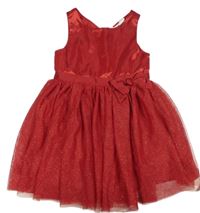 Červené saténovo/tylové šaty H&M