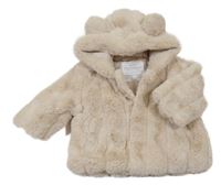 Béžová kožešinová zateplená bunda s kapucí Primark