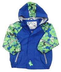 Cobaltově modro-zelená nepromokavá bunda se skvrnkami a kapucí lupilu