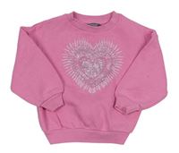 Růžová oversize mikina se srdíčky PRIMARK