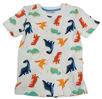 Bílé tričko s dinosaury Nutmeg