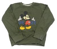 Tmavokhaki melírovaná mikina s Mickey