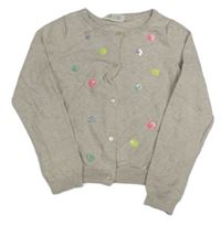 Světlebéžový melírovaný propínací svetr s flitry H&M
