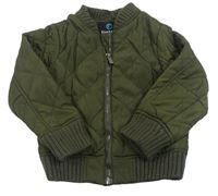 Khaki prošívaný šusťákový zateplený bomber s nášivkou Firetrap