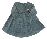 Šedé sametové žebrované šaty s bambulkami M&S