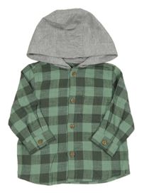 Khaki-olivová kostkovaná košile s kapucí George