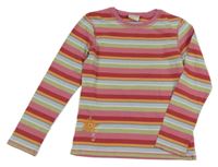 Barevné pruhované triko s květy Next