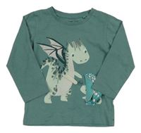 Šalvějové melírované triko s drakem Next