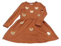 Medové teplákové šaty s liškami s flitry C&A