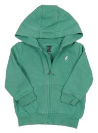 Zelená propínací mikina s bleskem a kapucí F&F