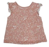 Růžové tričko s kytičkami a volánky George