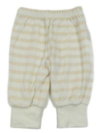 Smetanovo-béžové pruhované sametové tepláky Morris Mouse