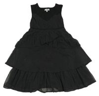 Černo-bílé puntíkaté vrstvené šifonové šaty C&A