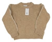 Nové - světlehnědý melírovaný vlněný oversize svetr PRIMARK