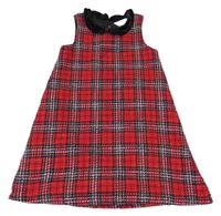 Červeno-kostkované teplé šaty s mašlí a límečkem H&M