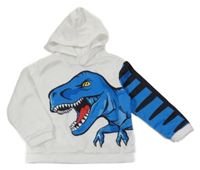 Bílo-modro-černá mikina s dinosaurem a kapucí SHEIN