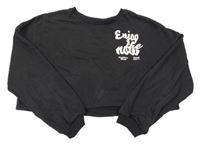 Černá oversize crop mikina s nápisy H&M