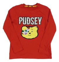 Červené triko s medvídkem Pudsey z překlápěcích flitrů George