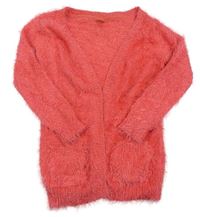 Korálový chlupatý svetrový cardigan Y.F.K.
