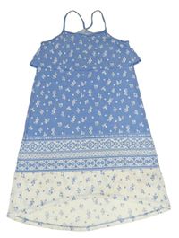 Modro-bílé květované šaty s volánem H&M