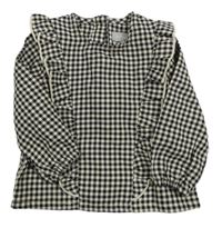 Béžovo-černá kostkovaná halenka s volánky zn. Primark