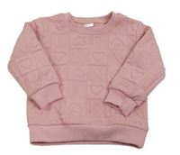 Růžová kostkovaná mikina se srdíčky a písmeny