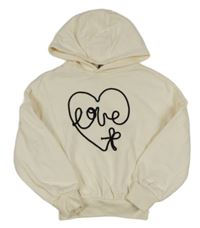 Smetanová mikina se srdcem s nápisem a kapucí George