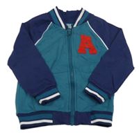 Petrolejovo-tmavomodrá propínací mikina s písmenem