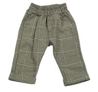 Béžovo-černé kostkované teplákové kalhoty