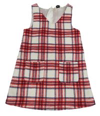 Bílo-červeno-tmavomodré kostkované vlněné šaty F&F