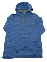 Tmavomodré melírované triko s knoflíky a kapucí Charles Vögele