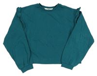 Tmavozelená crop mikina s volánky H&M