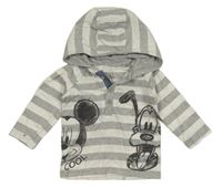 Šedo-bílé pruhované triko s Mickeym s Plutem a kapucí George