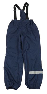 Tmavomodré šusťákové podšité kalhoty s kšandami Alive