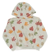 Smetanová mikina s listy a kapucí S. Oliver