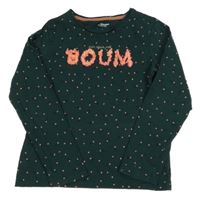 Tmavozelené triko se srdíčky a nápisem Vertbaudet